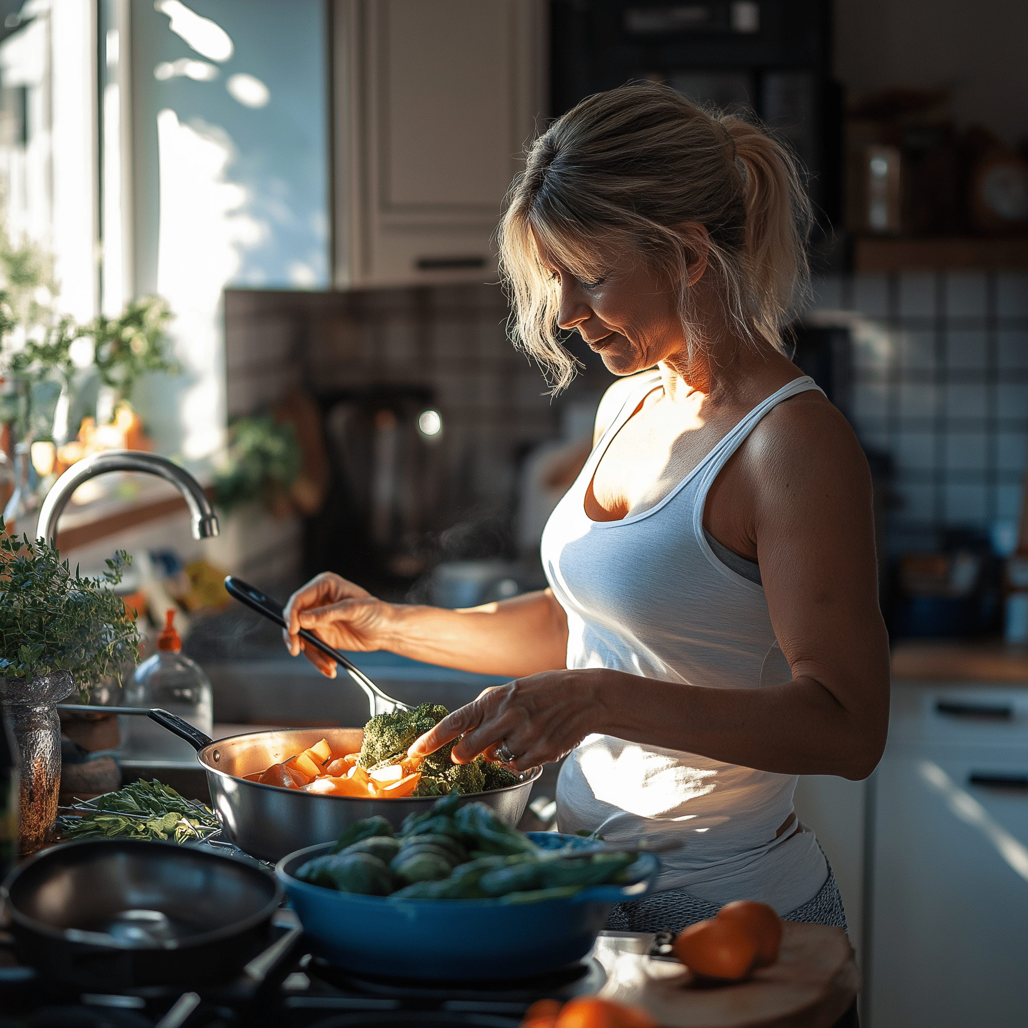 woman cooking in kitchen